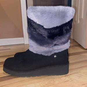 LONDON FOG- Gray faux fur boots. NEVER WORN